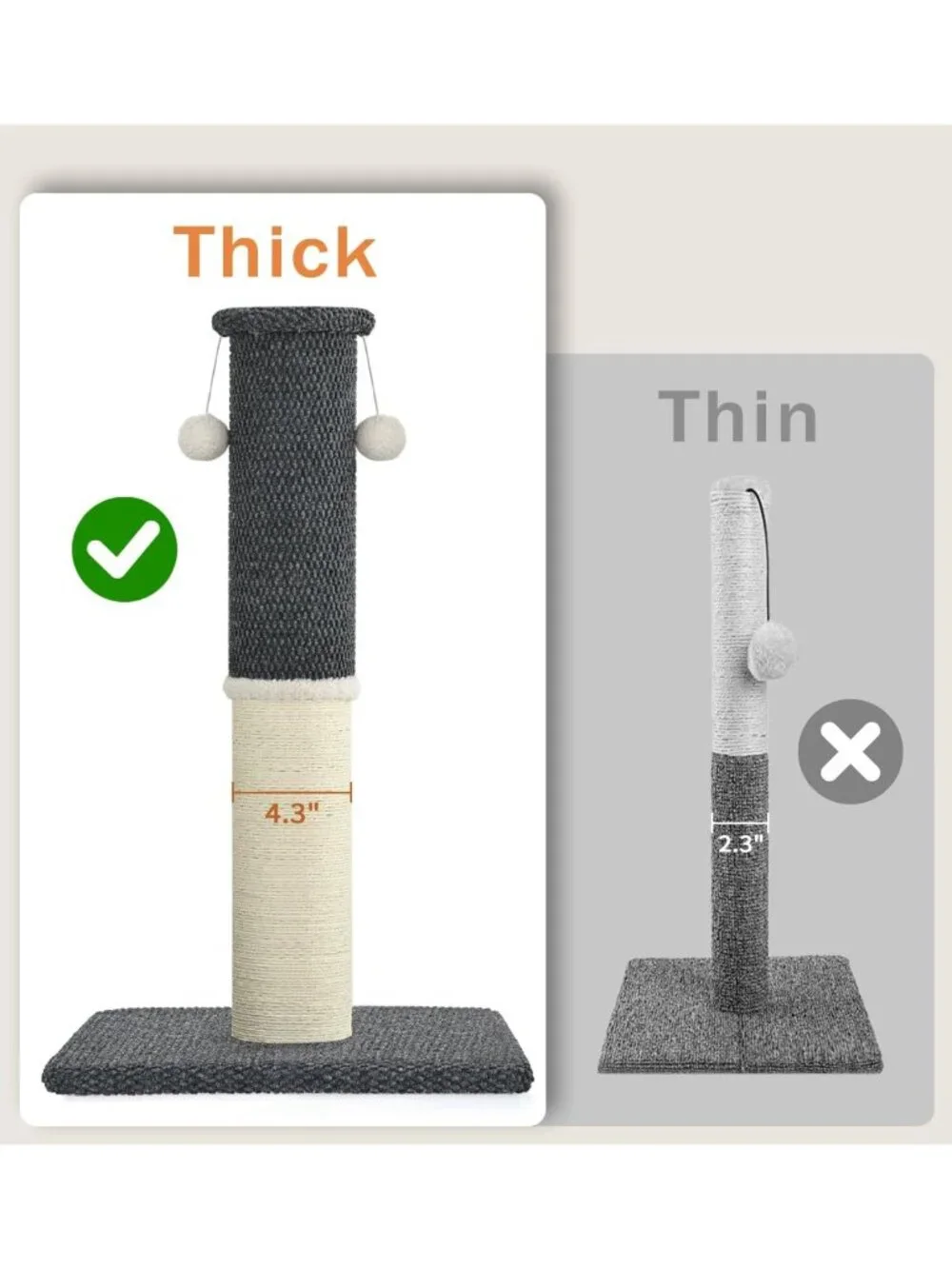 Tall Cat Scratching Post with Sisal & Carpet, 33